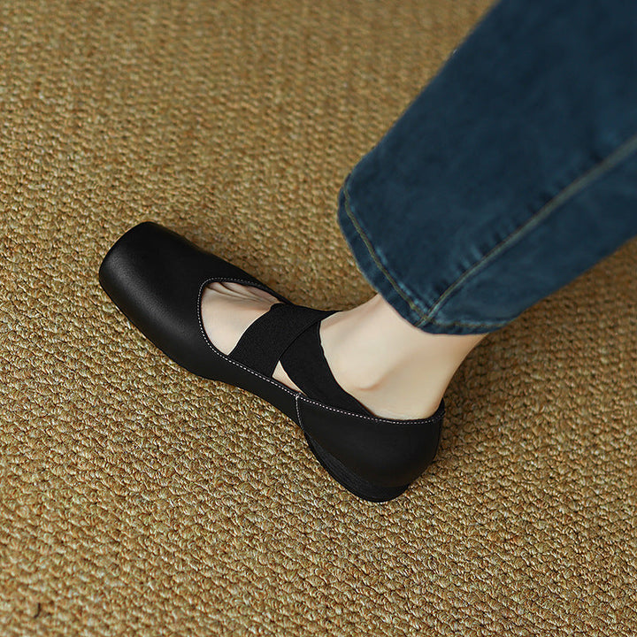 Calira | Women's Square Toe Leather Ballets