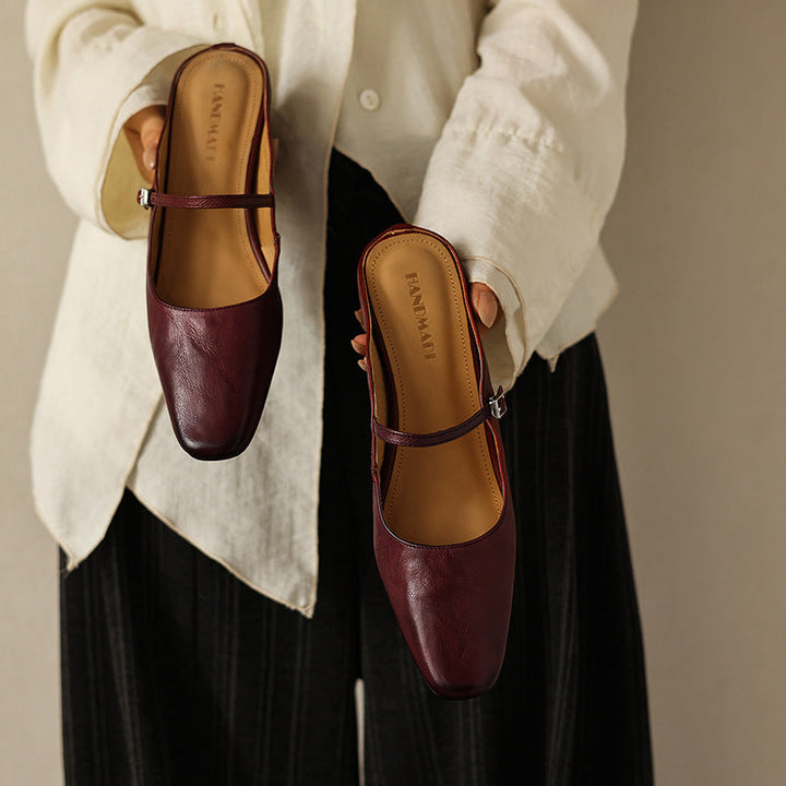 Sera | Women's Square-Toe Leather Mules