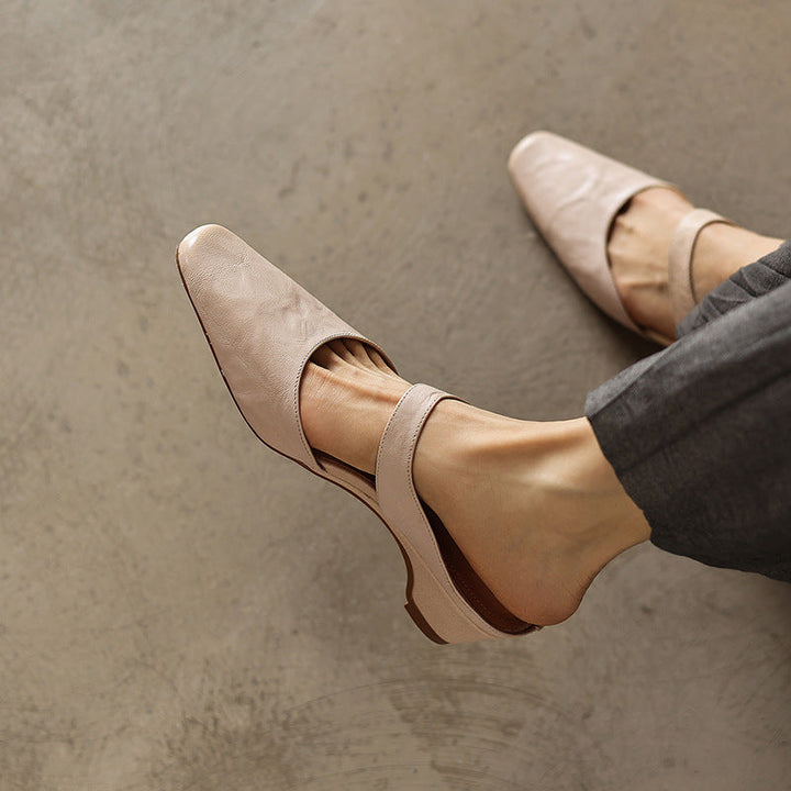 Amelie | Women's Square-Toe Leather Mules