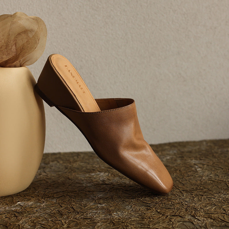 Elise | Women's Square-Toe Leather Mules
