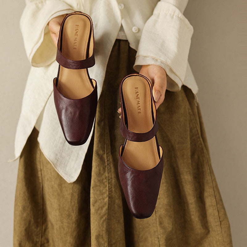 Amelie | Women's Square-Toe Leather Mules