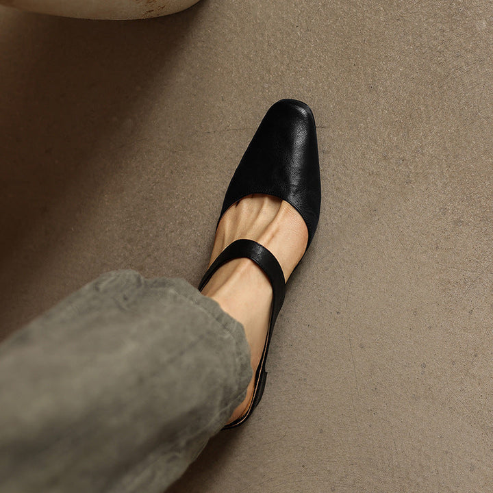 Amelie | Women's Square-Toe Leather Mules