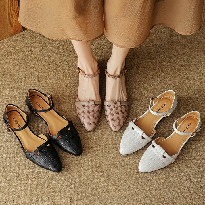 Elara | Women's Woven Leather Mary-Janes