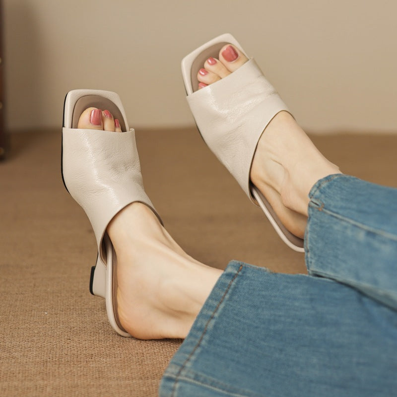 Caia | Women's Square-Toe Leather Mules