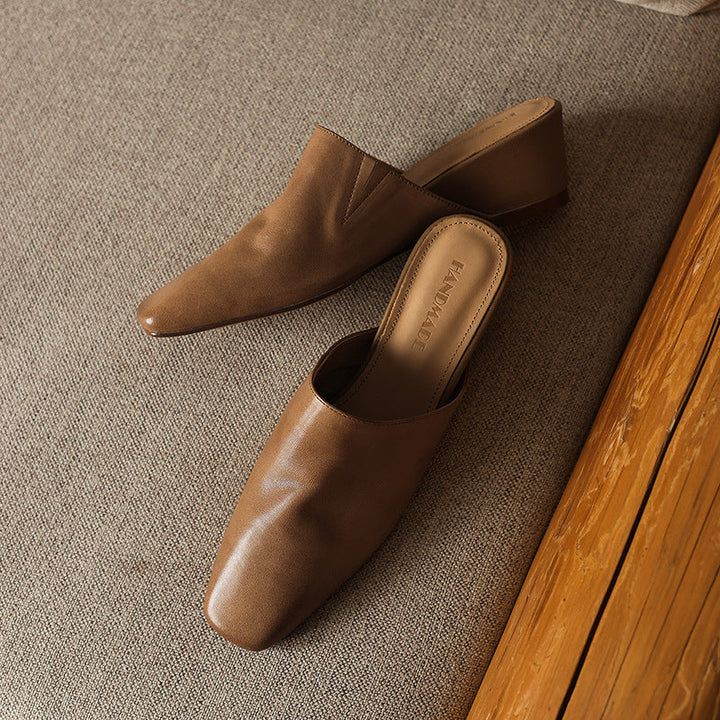Elise | Women's Square-Toe Leather Mules