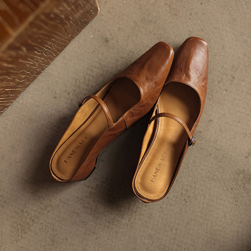 Sera | Women's Square-Toe Leather Mules