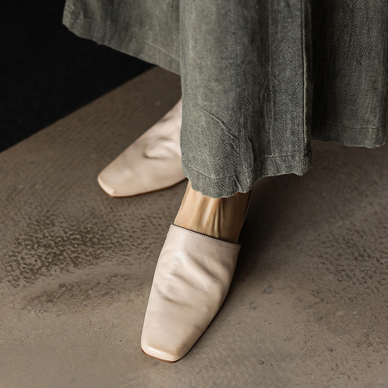 Elise | Women's Square-Toe Leather Mules