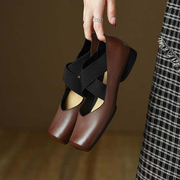 Calira | Women's Square Toe Leather Ballets