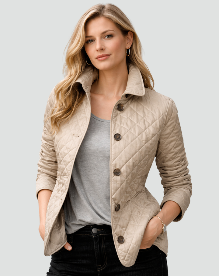 Plaid-Lined Quilted Jacket