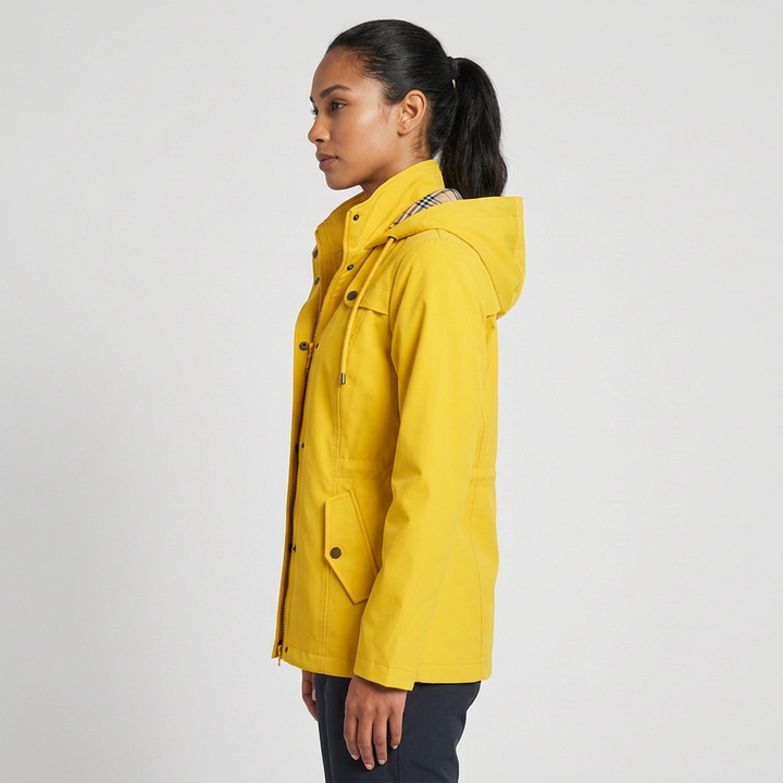 Qing | Women's Casual Drawstring Waist Zip-Up Hooded Jacket