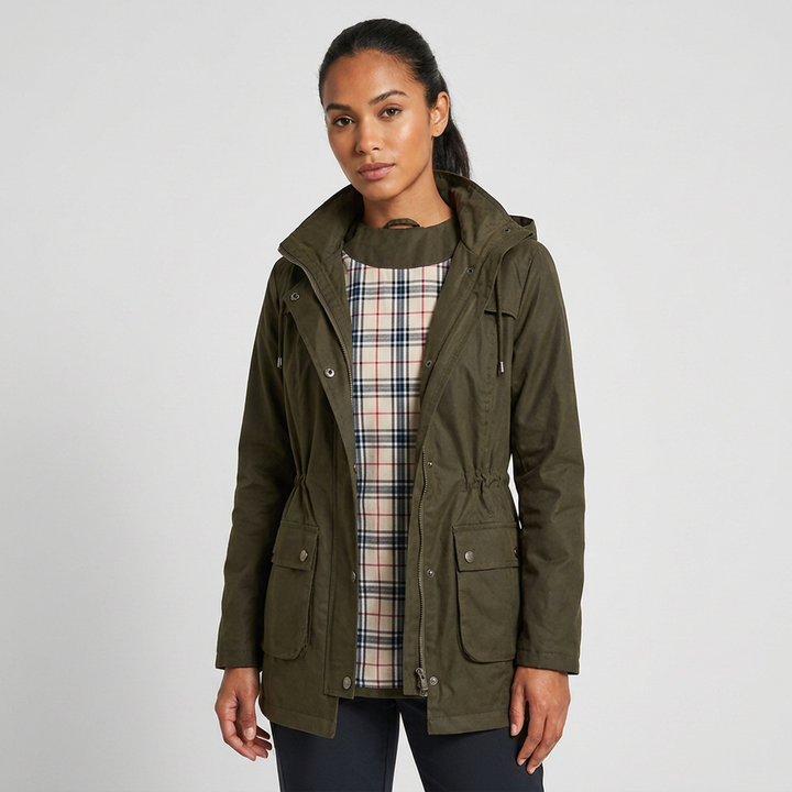 Qing | Women's Casual Drawstring Waist Zip-Up Hooded Jacket