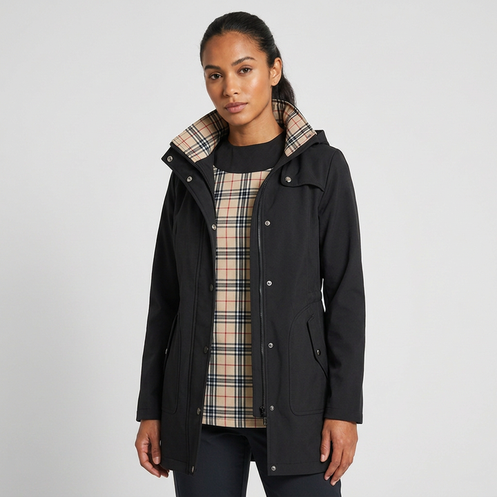 Qing | Women's Casual Drawstring Waist Zip-Up Hooded Jacket
