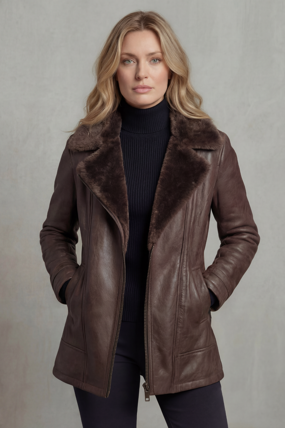 Ravella | Women's Shearling-lined Elegance Leather Jacket