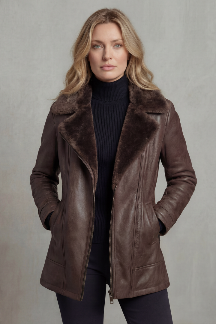 Ravella | Women's Shearling-lined Elegance Leather Jacket