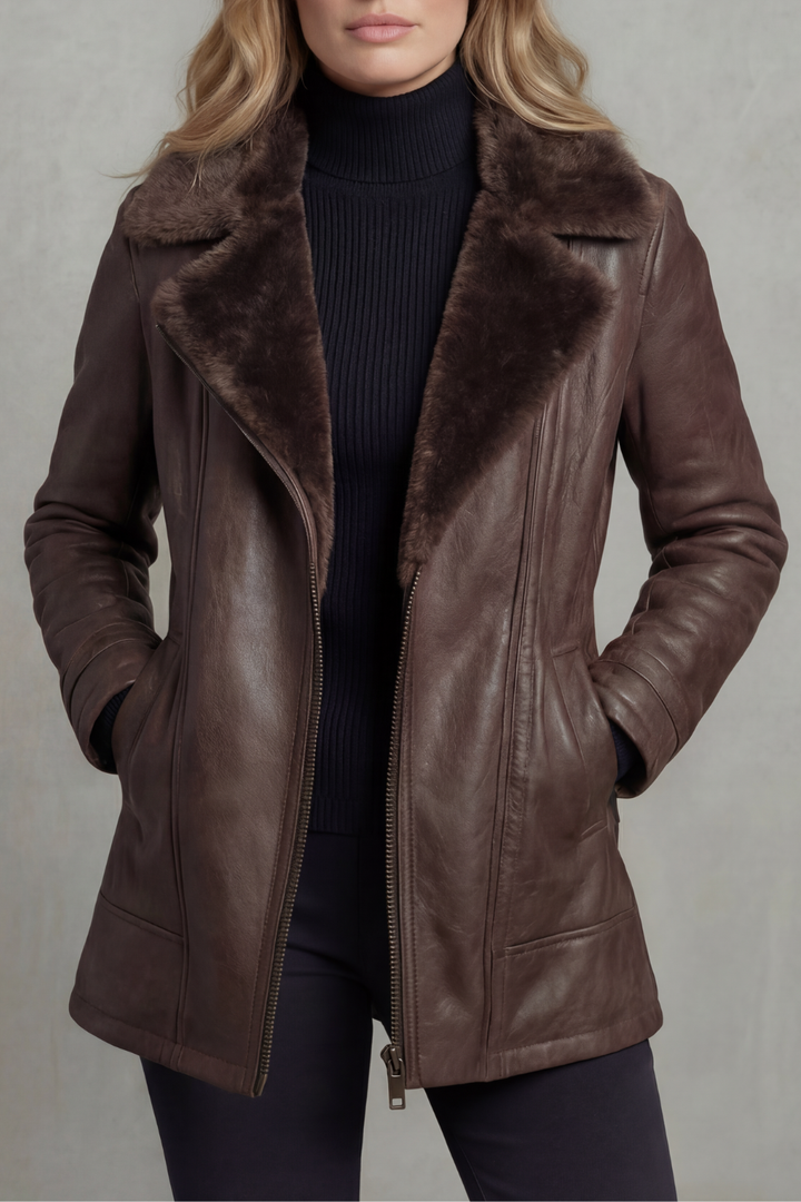 Ravella | Women's Shearling-lined Elegance Leather Jacket