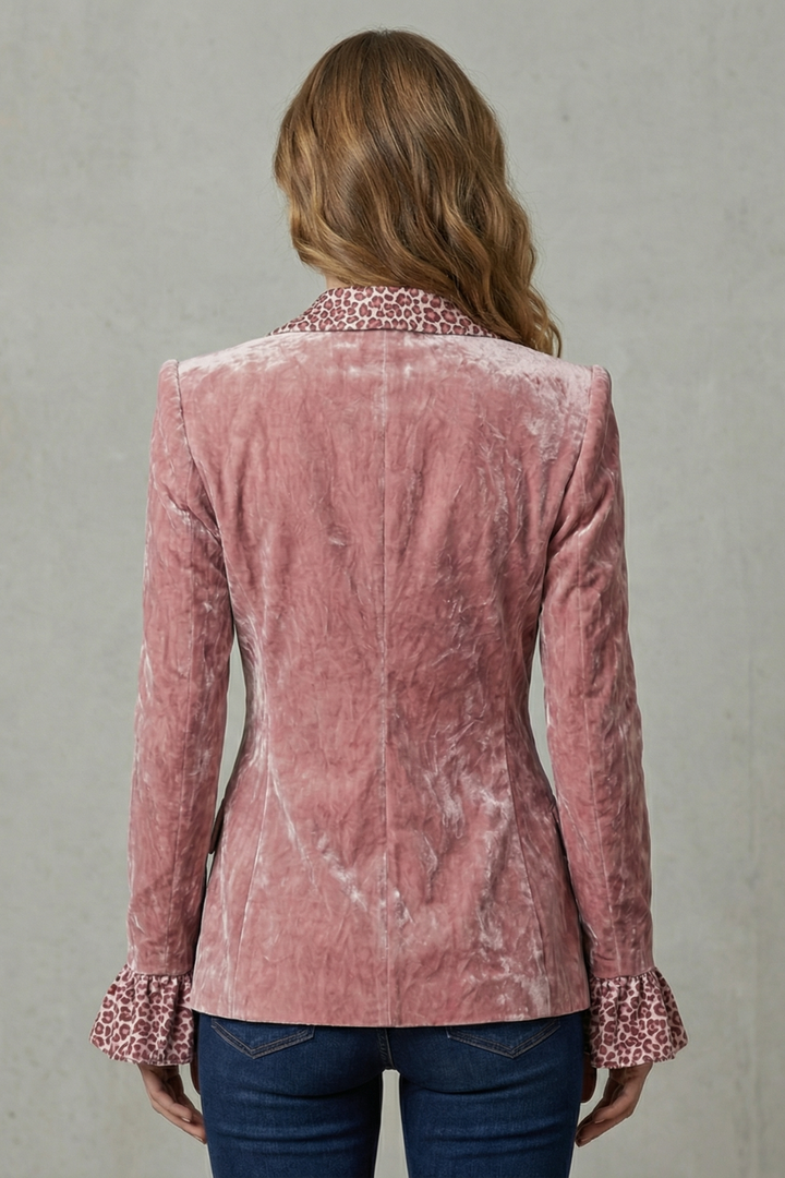 Rosavienne | Women's Printed Lapel Statement Velvet Blazer