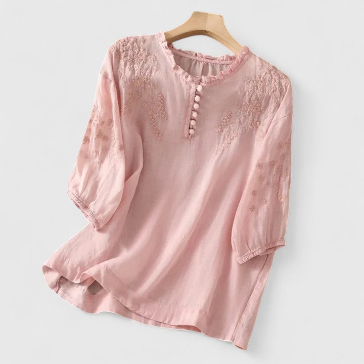 Vasilene | Women's Elegant Button-Front Blouse