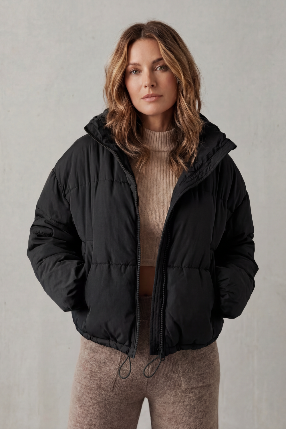 Savillonne | Women's Quilted Comfort Cropped Puffer Jacket