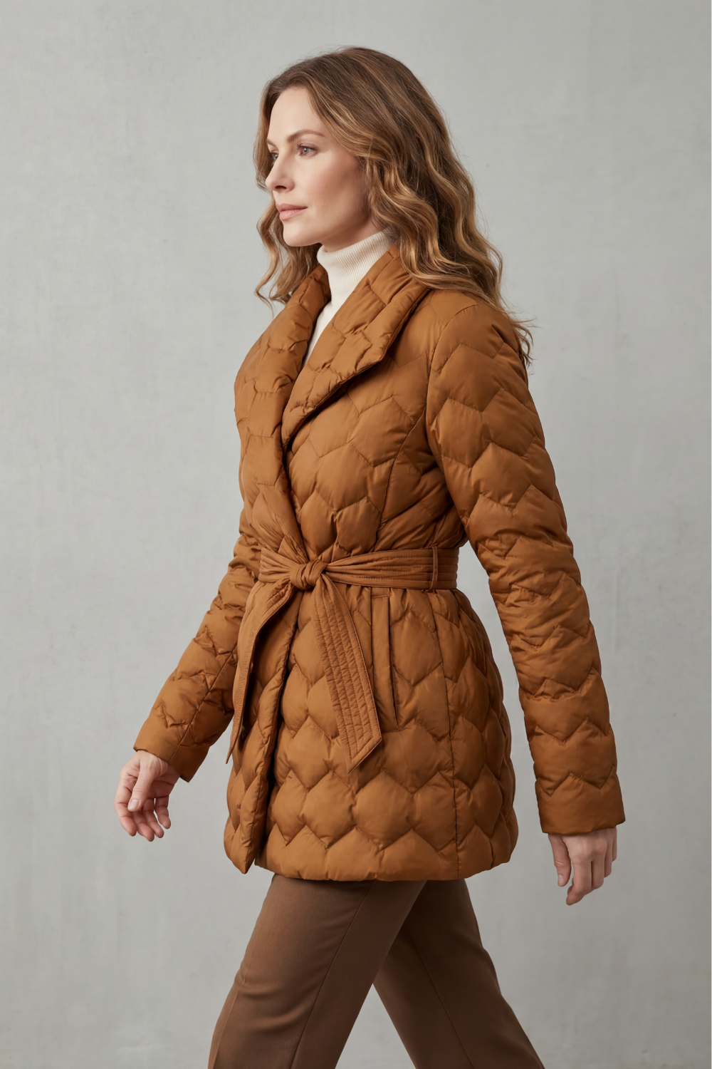 Solenza | Women's Sculpted Quilt Belted Puffer Jacket