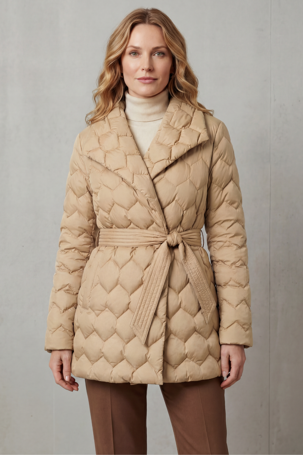 Solenza | Women's Sculpted Quilt Belted Puffer Jacket