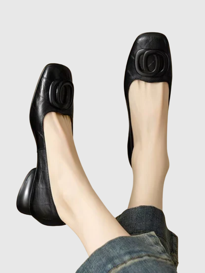 Kerina - Genuine Leather Square-Toe Flats