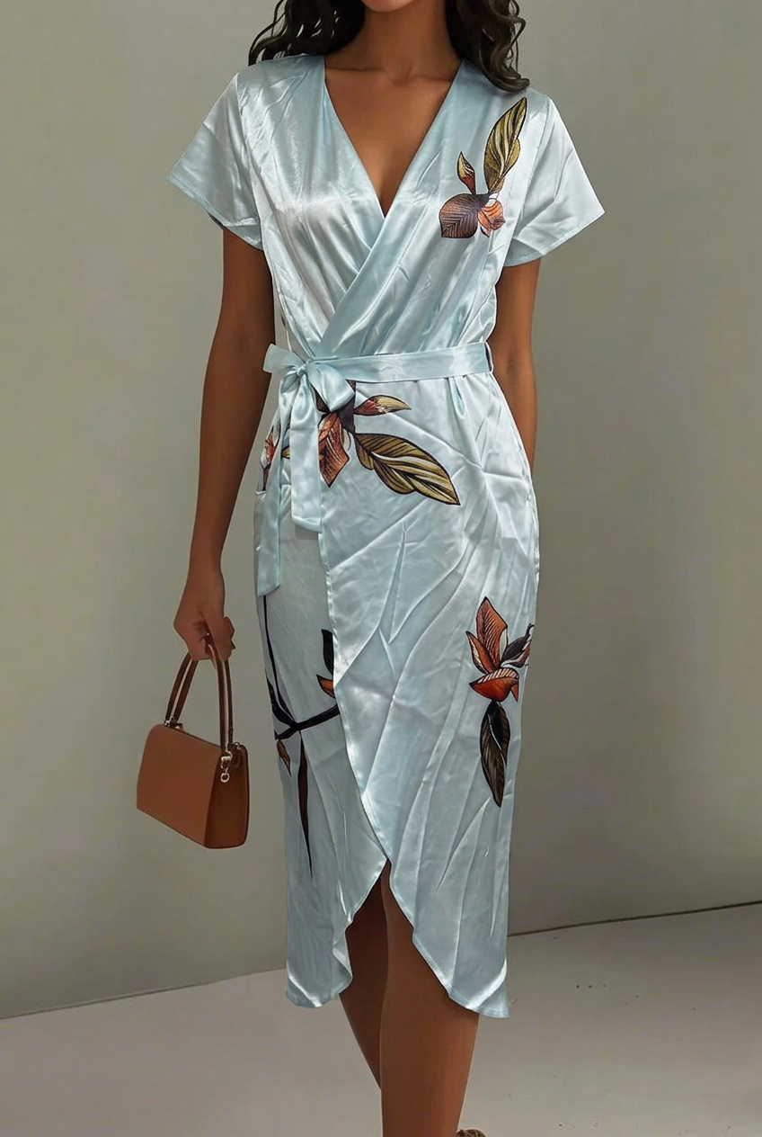Chloe | Women's Midi Wrap Dress V-Neck Floral Print