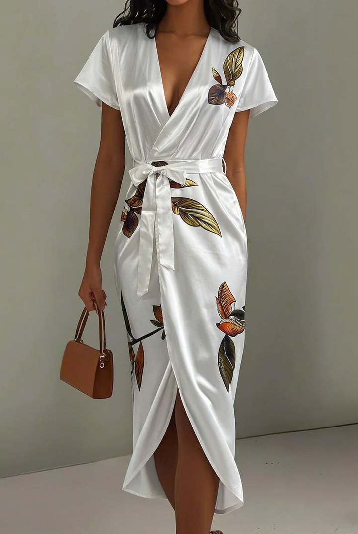 Chloe | Women's Midi Wrap Dress V-Neck Floral Print