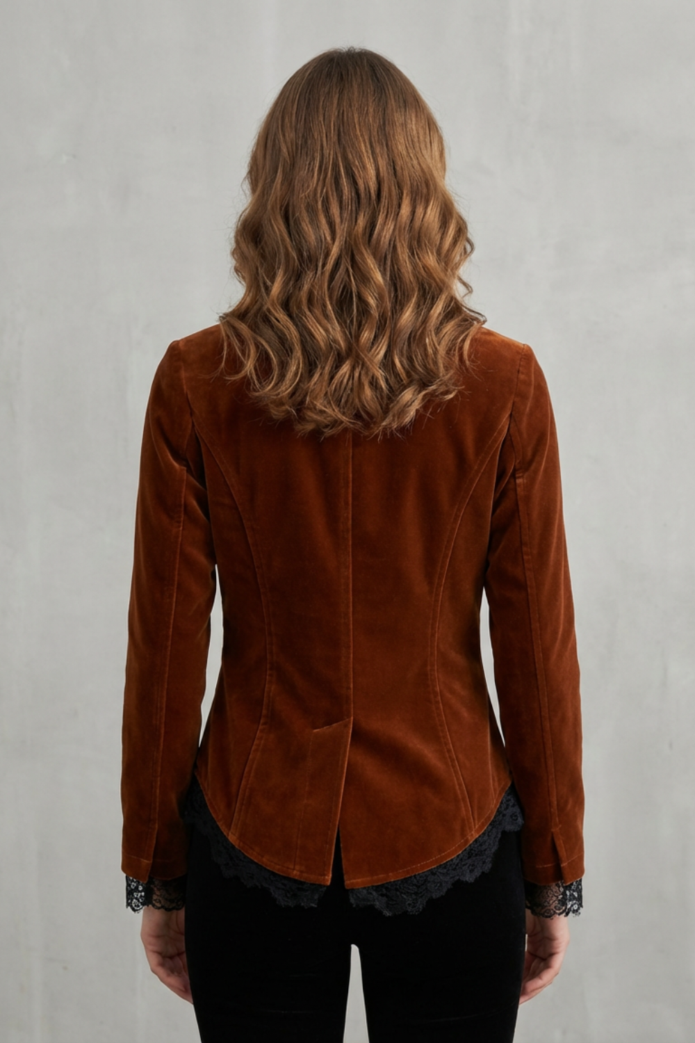 Valdrienne | Women's Tailored Lace Accent Velvet Blazer