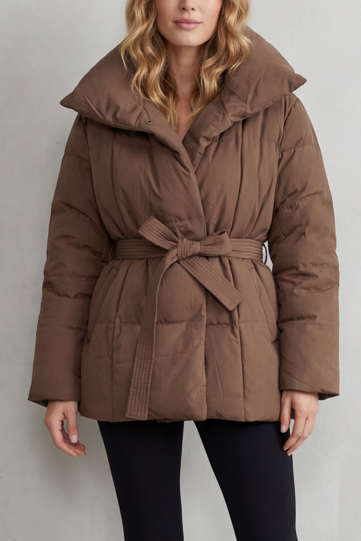 Valmira | Women's Oversized Collar Belted Puffer Coat
