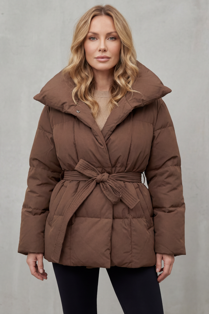 Valmira | Women's Oversized Collar Belted Puffer Coat