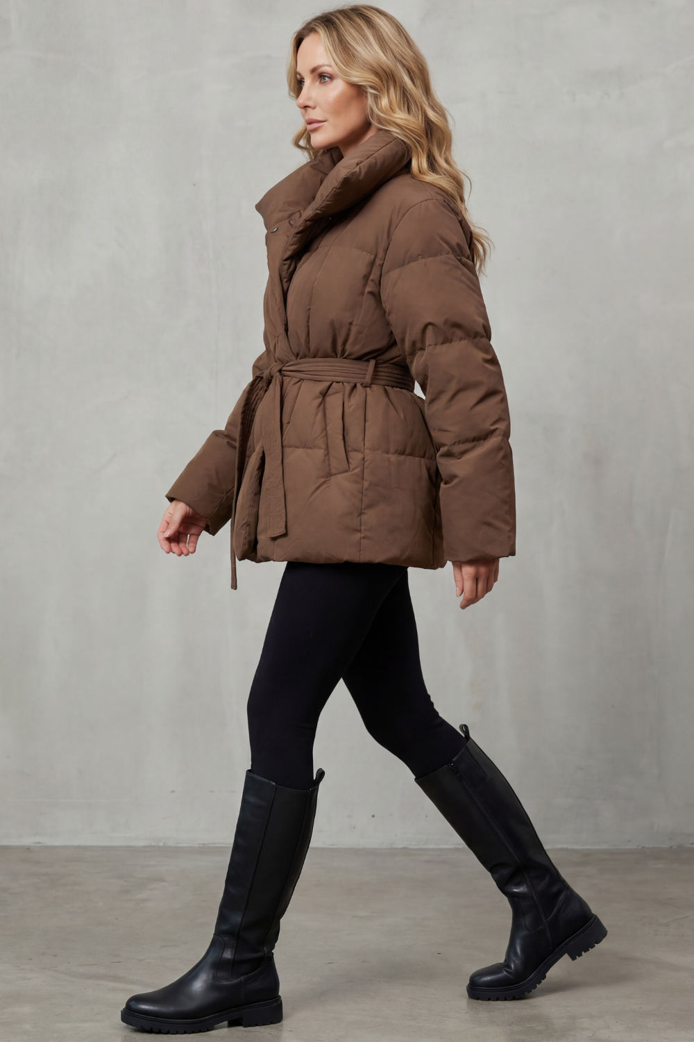 Valmira | Women's Oversized Collar Belted Puffer Coat