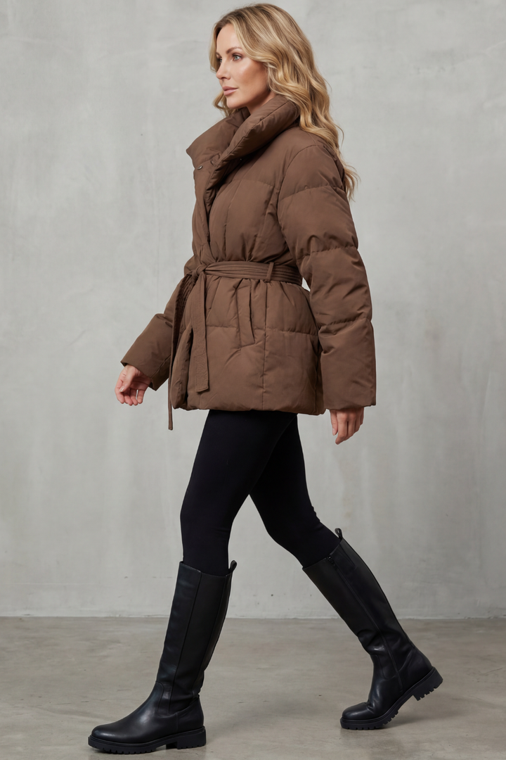 Valmira | Women's Oversized Collar Belted Puffer Coat