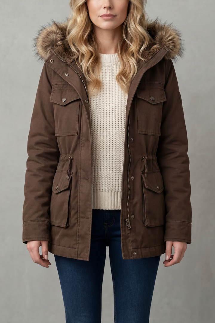 Vellière | Women's Faux Fur Trim Hooded Parka Coat
