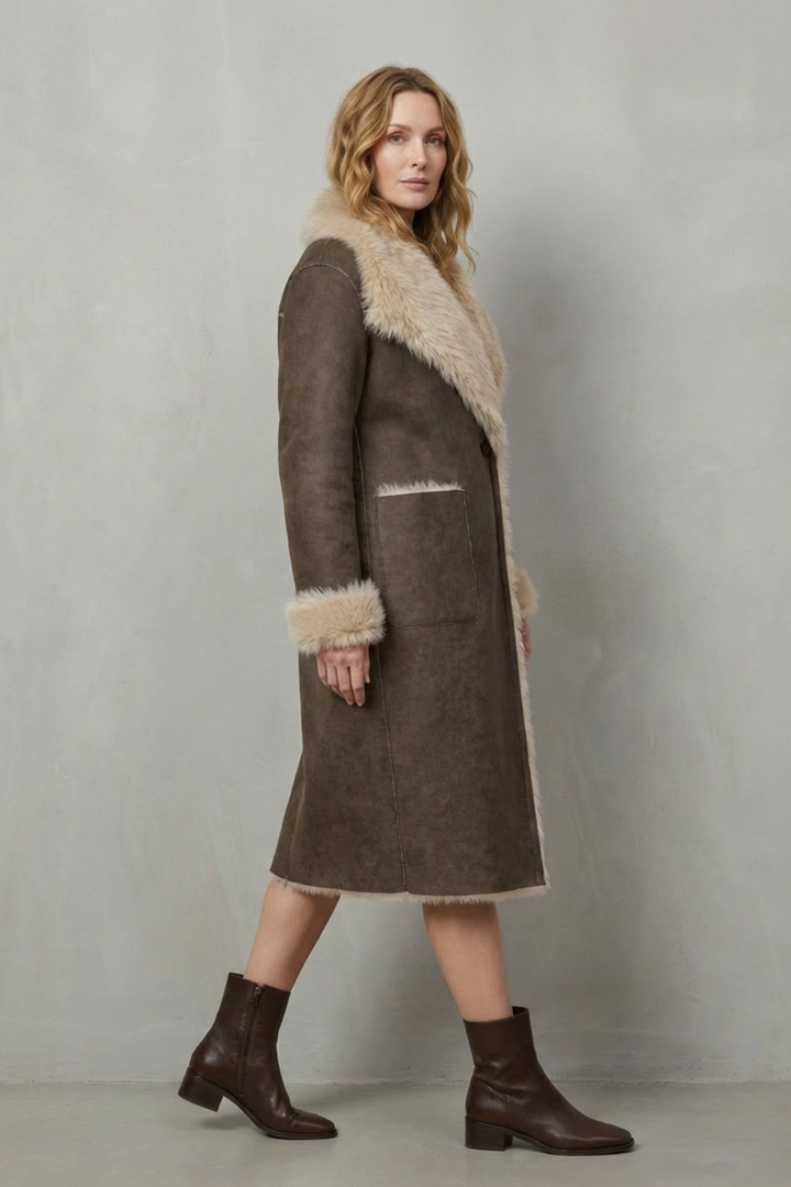 Virellia | Women's Reversible Texture Faux Shearling Coat