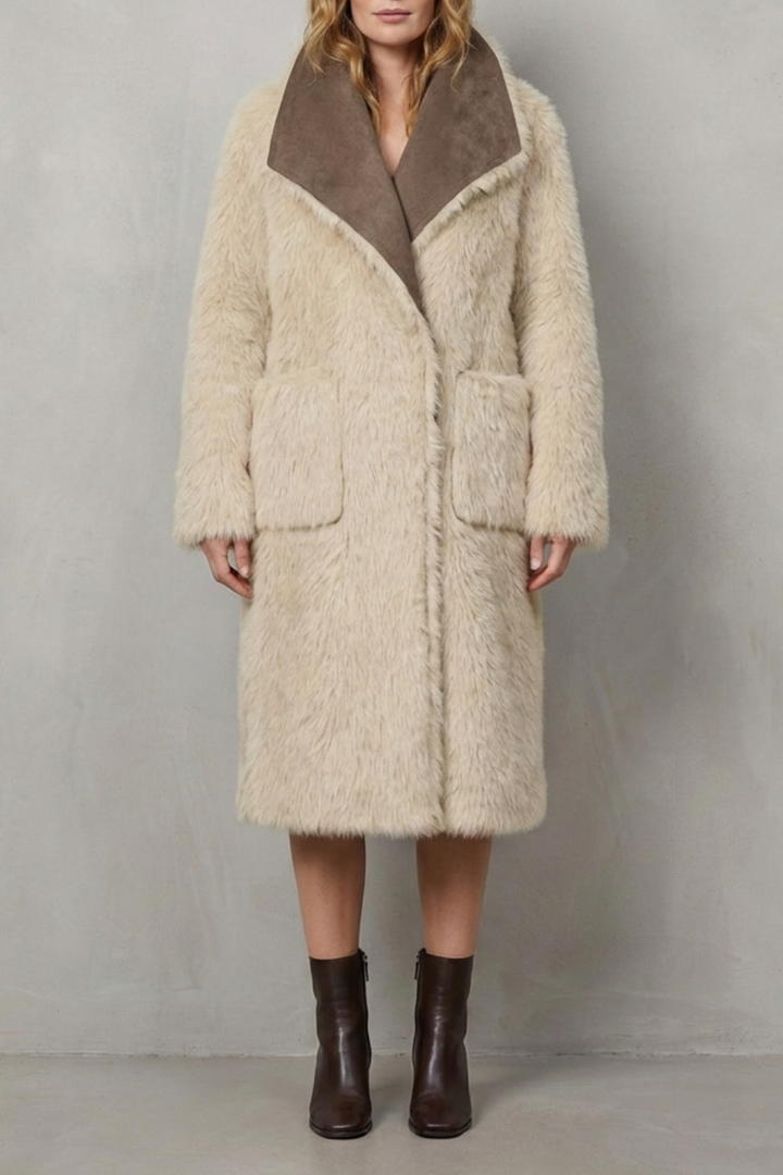 Virellia | Women's Reversible Texture Faux Shearling Coat
