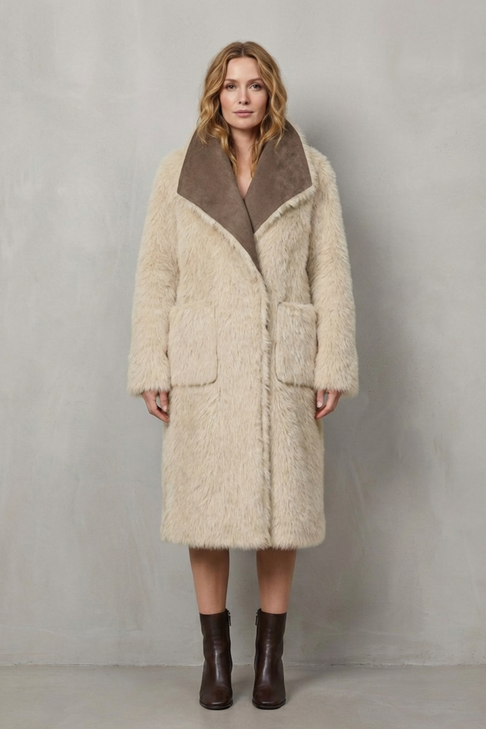 Virellia | Women's Reversible Texture Faux Shearling Coat