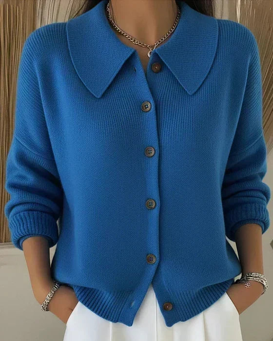 Vespera Button-Collar Cardigan