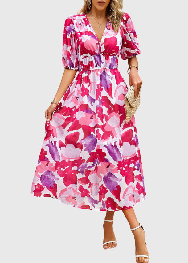 Merlin | Women's Flattering Floral Midi Dress
