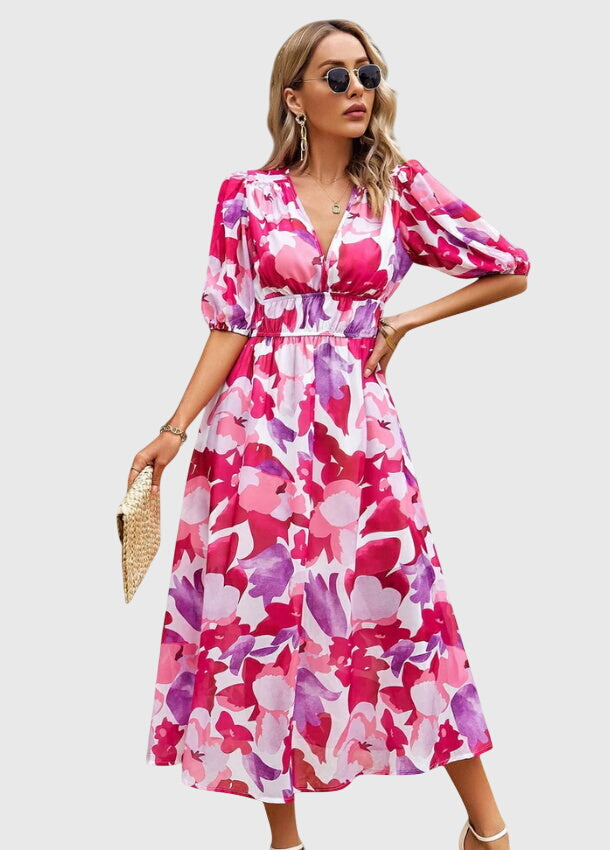 Merlin | Women's Flattering Floral Midi Dress