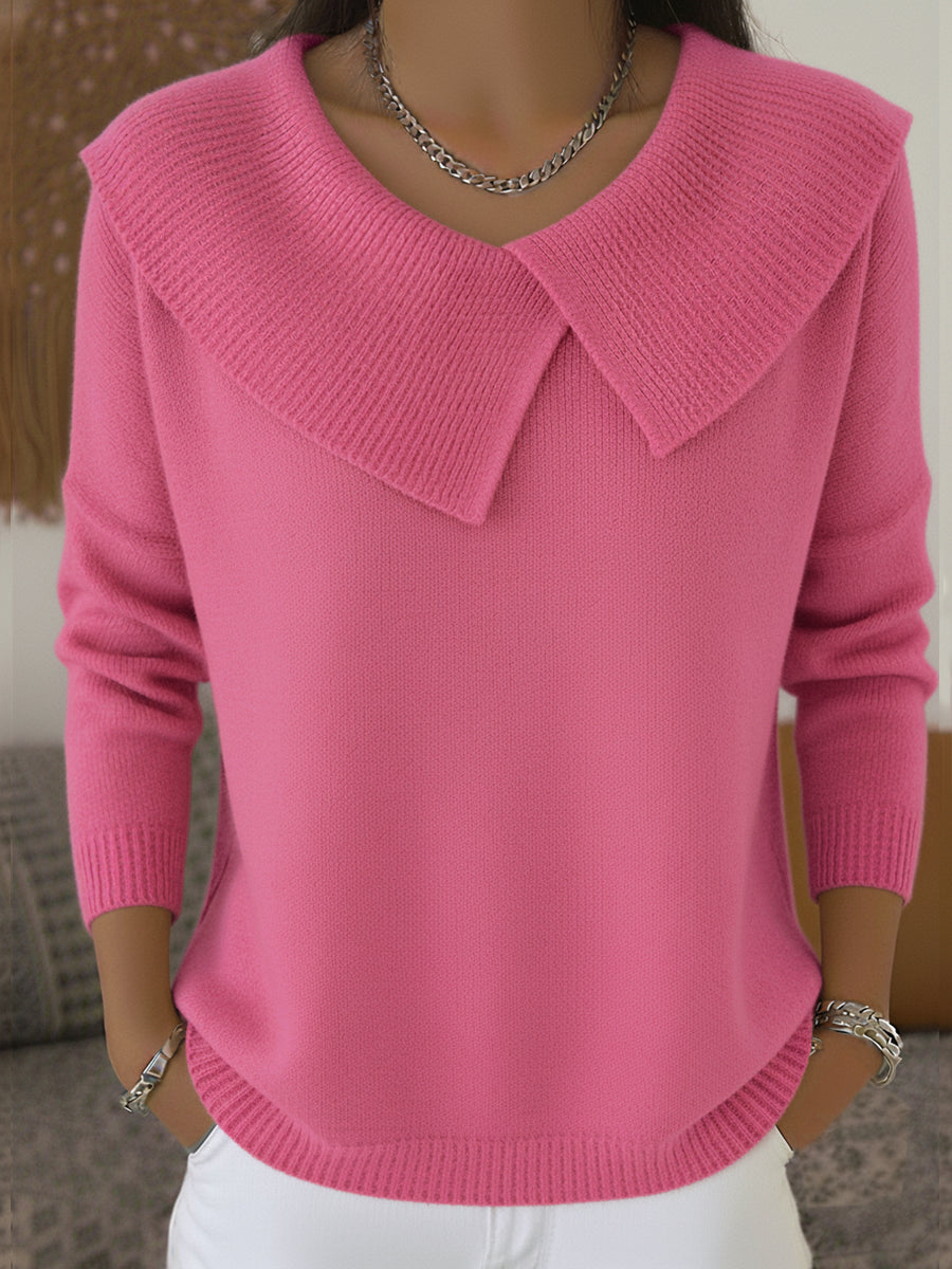 Sunnora Warm Sweater with Soft Collar