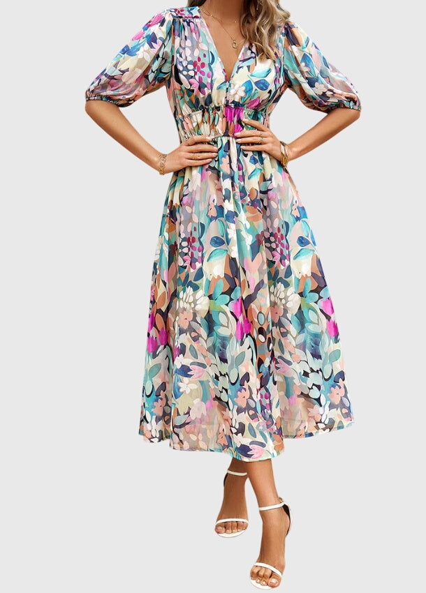 Merlin | Women's Flattering Floral Midi Dress