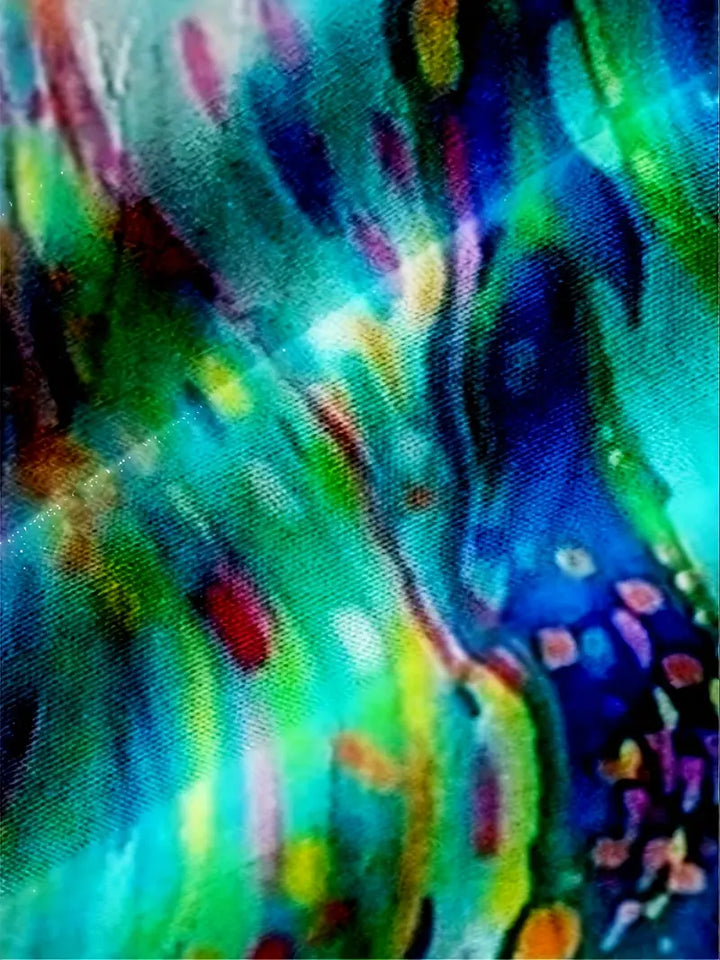 Aya – Abstract Watercolor Blouse with Button Front