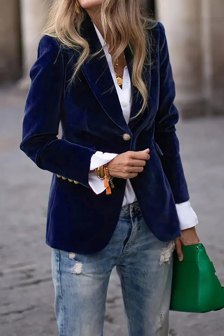 Reese One-Button Lapel-Collar Blazer