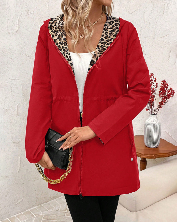 Aleah | Women's Leopard Print Reversible Coat