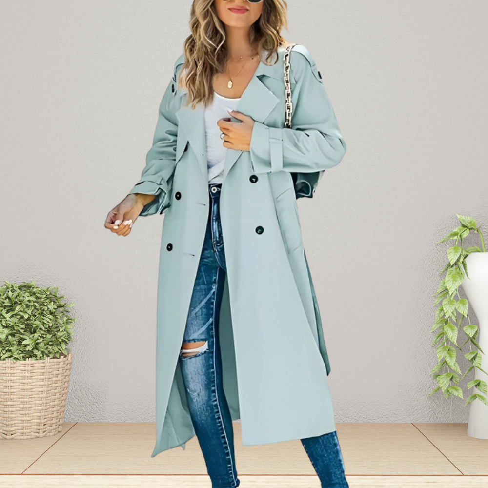 Beatrice | Women's Double-Breasted Trench Coat Mid-Length Regular Fit