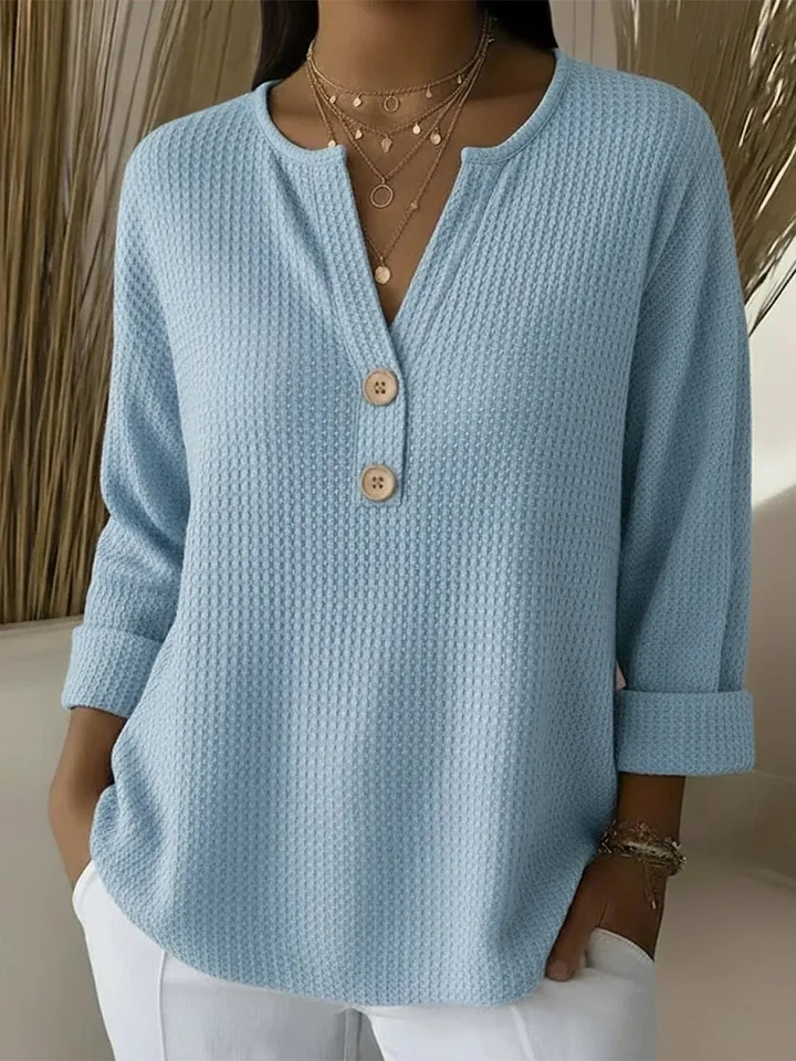 Lucinda Button-Front Henley Top