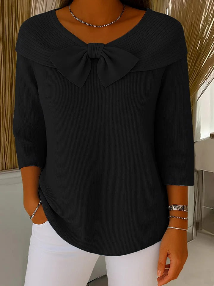 Bow-Detail Crewneck Sweater