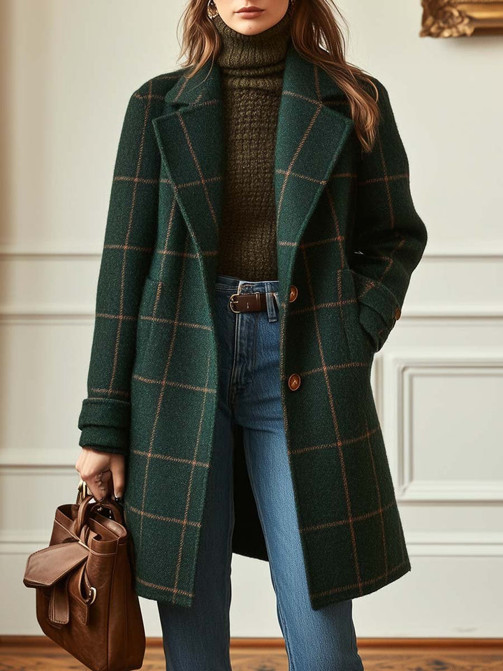 Elowen Long Plaid Wool-Blend Coat
