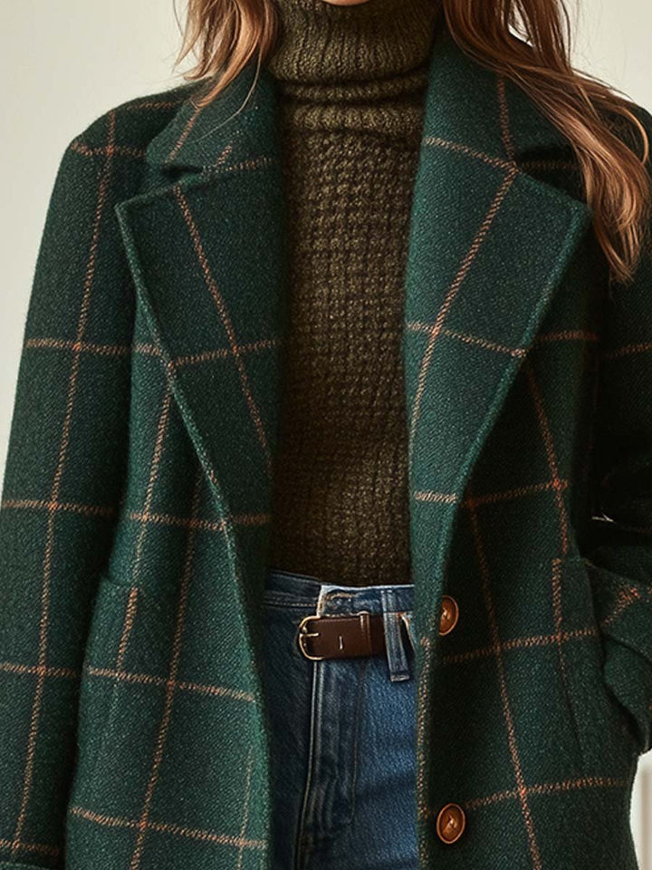 Elowen Long Plaid Wool-Blend Coat