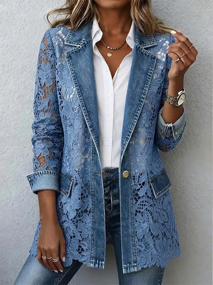Lacinda | Women's Blazer Jacket with Floral Lace Paneling